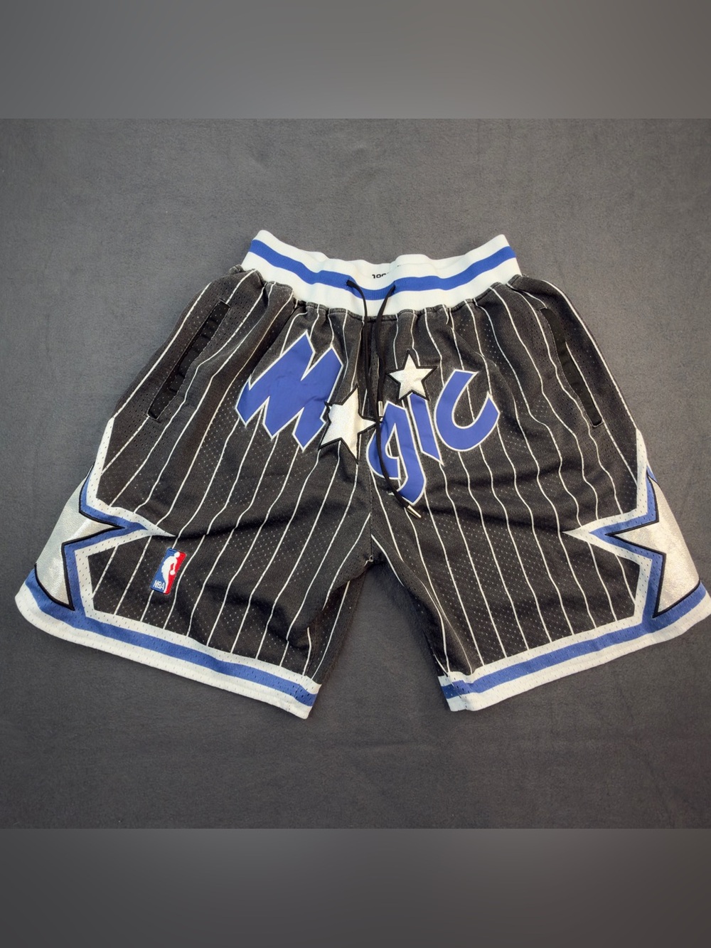 Just Don Orlando Magic 1992-93 Basketball Shorts Black Pinstripe Size Large⁠